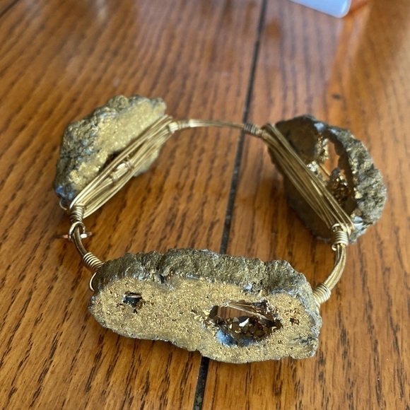𝅺STUNNING Fools Gold- Pyrite (Raw not tumbled) Stone Bangle Bracelet. - Picture 7 of 7